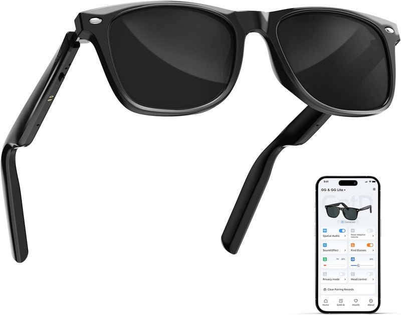 GetD AI Glasses for Men & Women, Smart Glasses Powered by ChatGPT, AI Real-time Translation with 107 languages, 11H Music Play, Bluetooth Sunglasses with Polarized Lens, UV Protection for Daily Use, Travel - Image 1